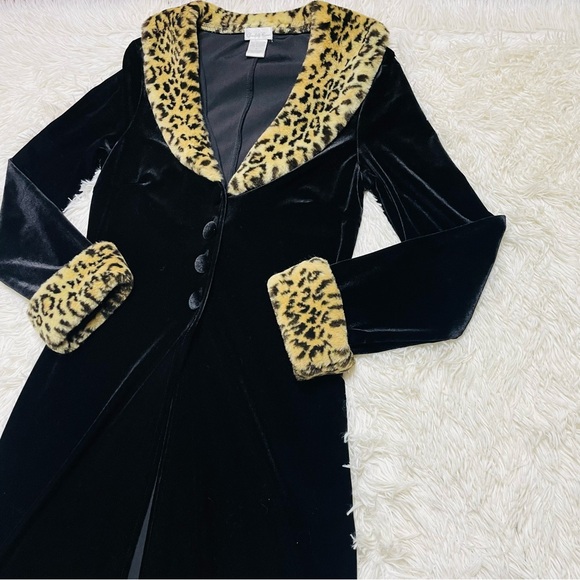 Y2K Charlotte Russe Faux Fur Trim Velvet Jacket Duster - Picture 4 of 10